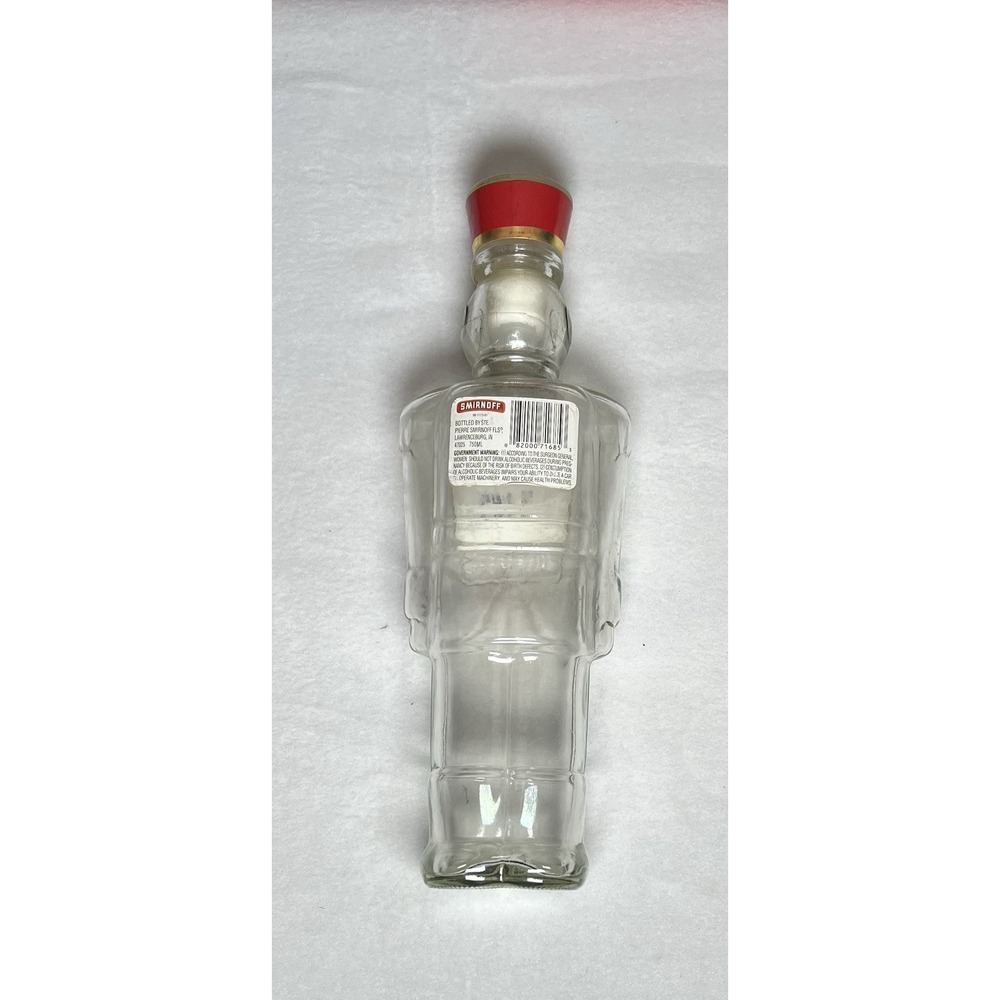 Smirnoff Vodka Empty Christmas Nutcracker Toy Soldier Glass Bottle - Picture 2 of 5